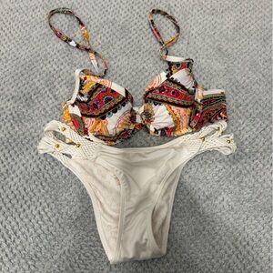 Victoria's Secret Gold Logo Print Fabric